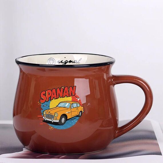 Tazza per acqua con stampa in ceramica con pancia grande e stampa su richiesta (caffè)