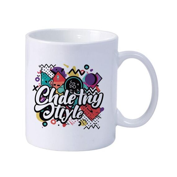 Tazza da latte in ceramica bianca semplice stampata con graffiti, tazza da acqua, stampa su richiesta