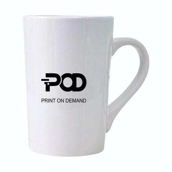 Tazza per acqua in ceramica bianca conica stampata POD Stampa su richiesta