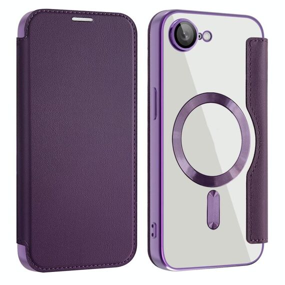 Per iPhone 16e Shield MagSafe RFID Antifurto Custodia in Pelle per Telefono (Viola)