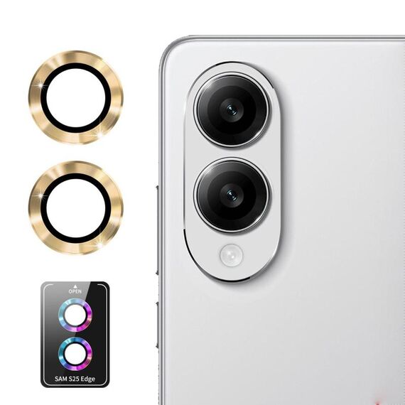 Per Samsung Galaxy S25 Edge ENKAY Hat-Prince 9H Obiettivo della fotocamera posteriore Pellicola in vetro temperato in lega di alluminio (dorato)