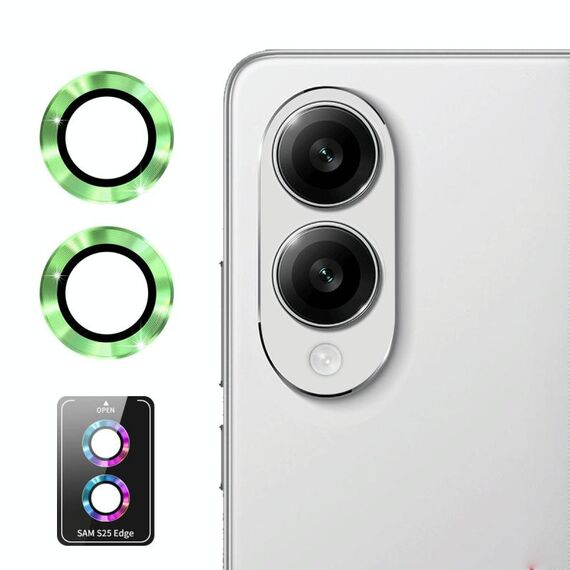 Per Samsung Galaxy S25 Edge ENKAY Hat-Prince 9H Pellicola in vetro temperato per obiettivo posteriore in lega di alluminio (verde limone)