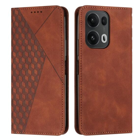 Per OPPO Reno13 Pro Global Diamond Splicing Skin Feel Custodia in pelle magnetica per telefono (marrone)