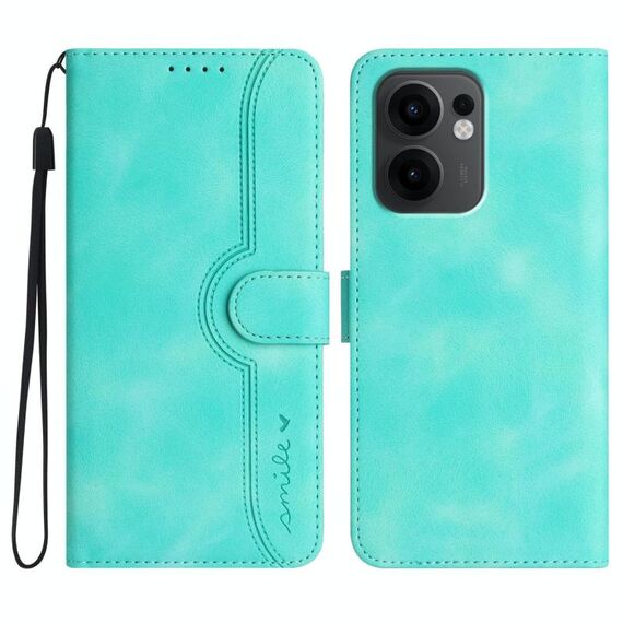 Per OPPO Reno13 F 4G / 5G Custodia in pelle con motivo a cuore (azzurro chiaro)