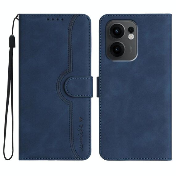 Per OPPO Reno13 F 4G / 5G Custodia in pelle con motivo a cuore (blu reale)