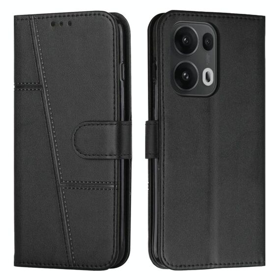 Per OPPO Reno13 Pro 5G Custodia per telefono in pelle con fibbia con texture di vitello con cuciture globali (nero)