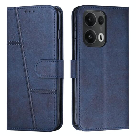 Per OPPO Reno13 Pro 5G Custodia per telefono in pelle con fibbia con texture di vitello con cuciture globali (blu)