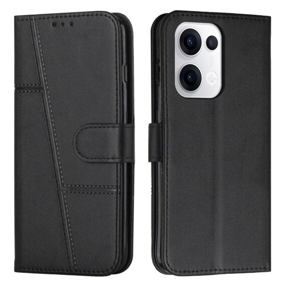 Per OPPO Reno13 5G Custodia per telefono in pelle con fibbia con texture di vitello con cuciture globali (nero)