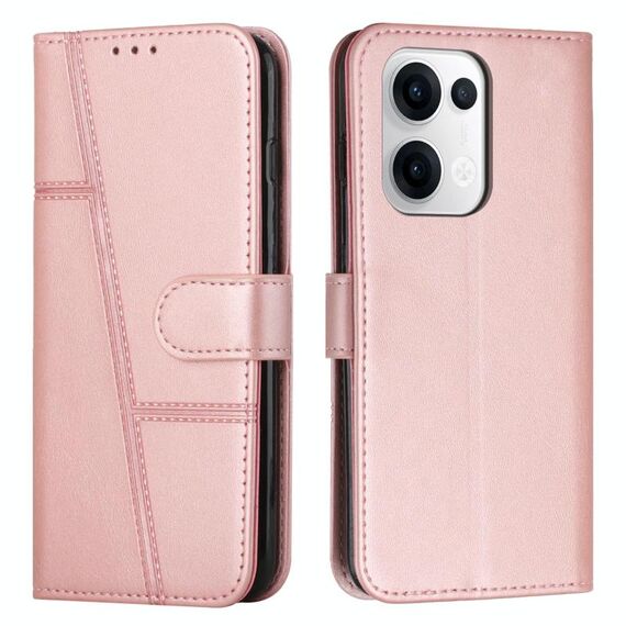 Per OPPO Reno13 5G Custodia per telefono in pelle con fibbia con cuciture in vitello (oro rosa)