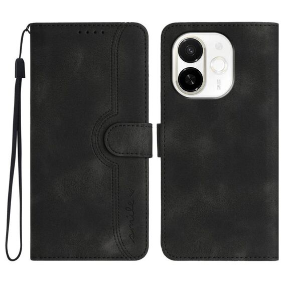 Per Tecno Spark 30C 5G / Pop 9 5G Custodia in pelle con motivo a cuore (nero)