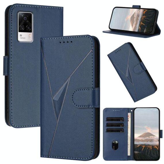 Per vivo S9e Custodia per telefono in pelle con fibbia a motivo triangolare (blu reale)