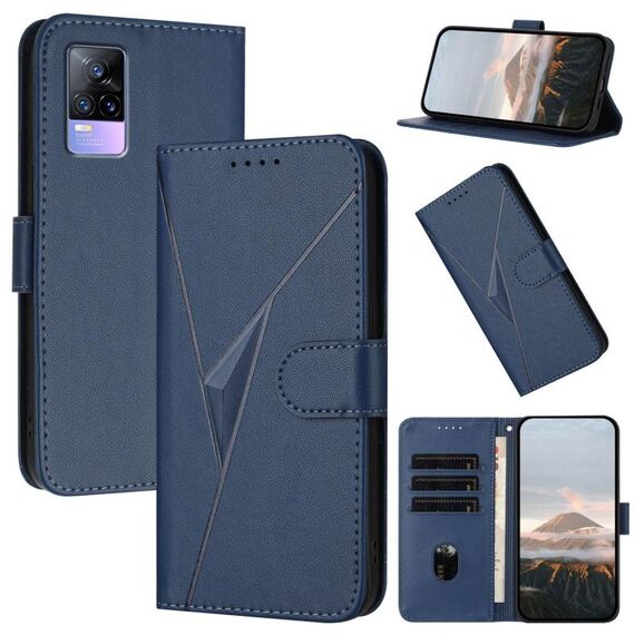 Per vivo V21e 4G / Y73 2021 Custodia in pelle con fibbia a motivo triangolare (blu reale)