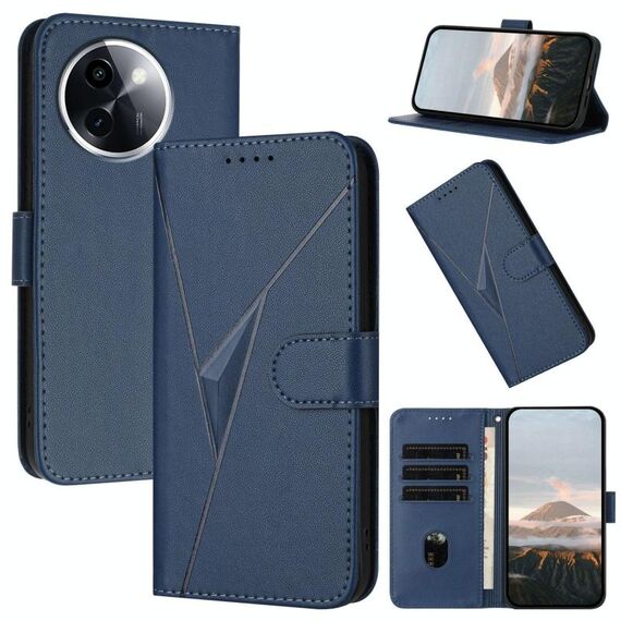 Per vivo Y200i Custodia per telefono in pelle con fibbia a motivo triangolare (blu reale)