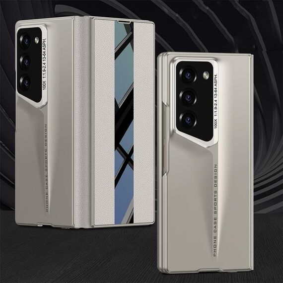 Per Samsung Galaxy Z Fold6 GKK Integrated Blade Flip PU Custodia per telefono (grigio titanio)