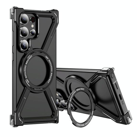 Per Samsung Galaxy S24 Ultra 5G Custodia antiurto per telefono con airbag magnetico MagSafe in lega di titanio (nero)