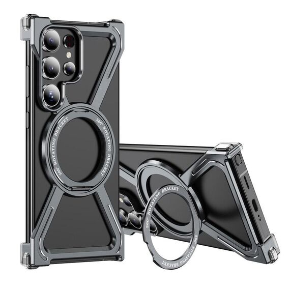 Per Samsung Galaxy S24 Ultra 5G Custodia per telefono antiurto con airbag magnetico MagSafe in lega di titanio (grigio)