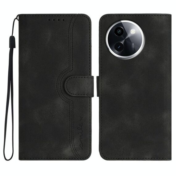 Per vivo Y200i Custodia in pelle con motivo a cuore (nero)
