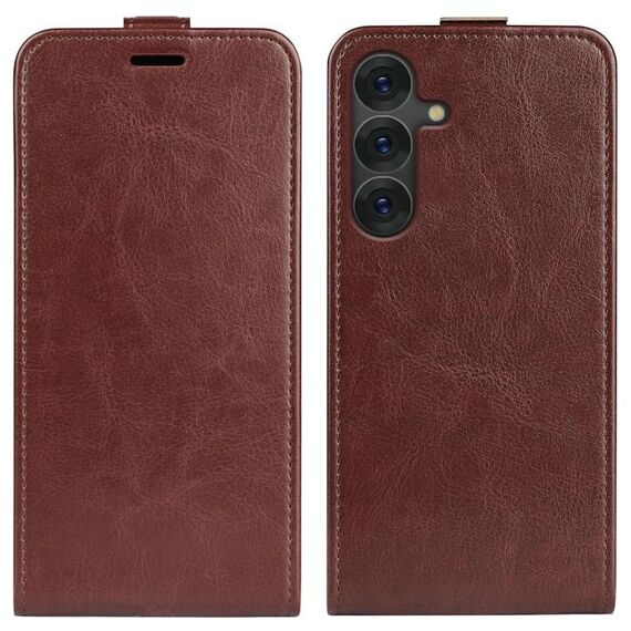 Per Samsung Galaxy S25+ 5G R64 Texture Custodia in pelle con flip verticale (marrone)
