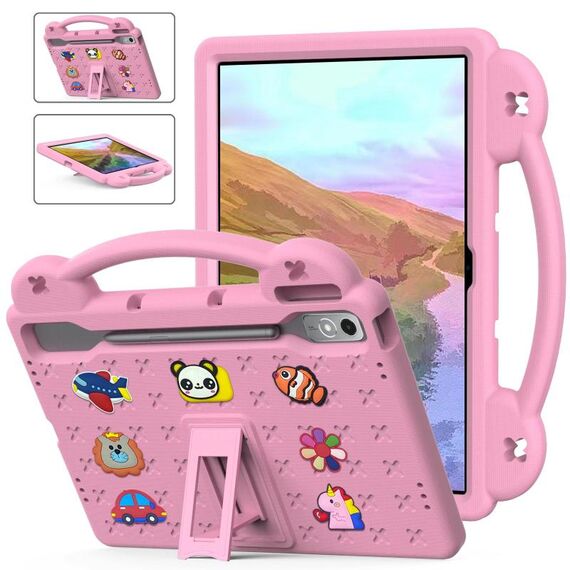 Per Lenovo Xiaoxin Pad Pro 12.7 2025 Custodia per tablet antiurto in EVA con supporto per bambini (rosa)