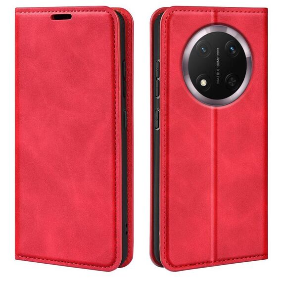 Custodia per telefono in pelle con ventosa magnetica retro-skin per Honor X9c (rosso)