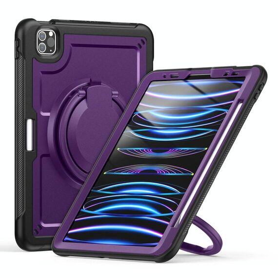 Per iPad Pro 11 2022 / Air 10.9 2022 Custodia per tablet ibrida a nido d'ape con supporto per maniglia e cinturino (viola)