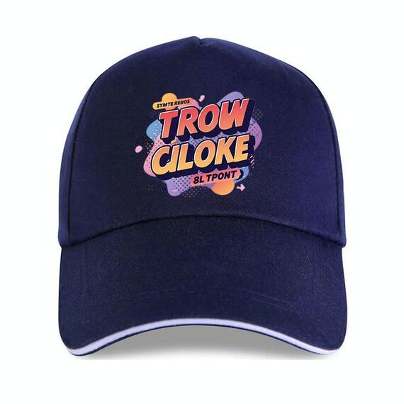 Berretto con fibbia in acciaio in poliestere e cotone stampato con alfabeto arancione, stampa su richiesta (blu navy)