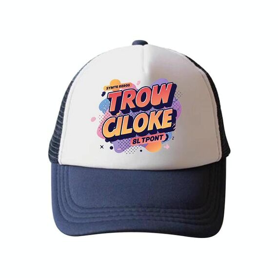 Cappello con visiera in spugna con stampa alfabeto arancione, stampa su richiesta (blu navy)