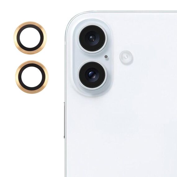 Per iPhone 16/16 Plus, pellicola per obiettivo in vetro temperato 9H per fotocamera posteriore (oro)