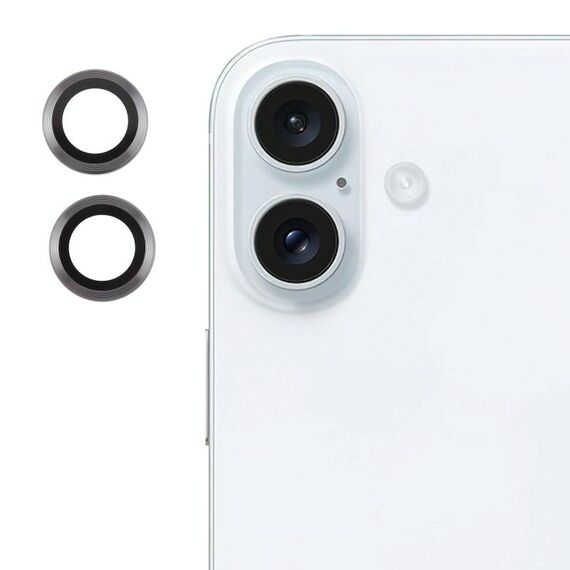 Per iPhone 16/16 Plus Cover per fotocamera posteriore Pellicola per obiettivo in vetro temperato 9H (titanio)