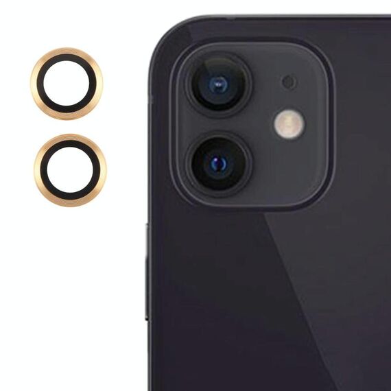 Per iPhone 12 Cover per fotocamera posteriore Pellicola per obiettivo in vetro temperato 9H (oro)