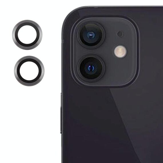 Per iPhone 12 Cover per fotocamera posteriore Pellicola per obiettivo in vetro temperato 9H (titanio)