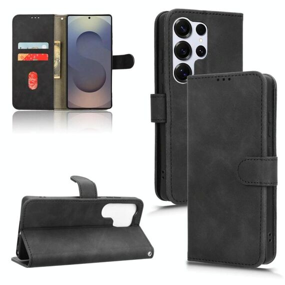 Per Samsung Galaxy S25 Ultra 5G Custodia in pelle magnetica con chiusura magnetica (nera)