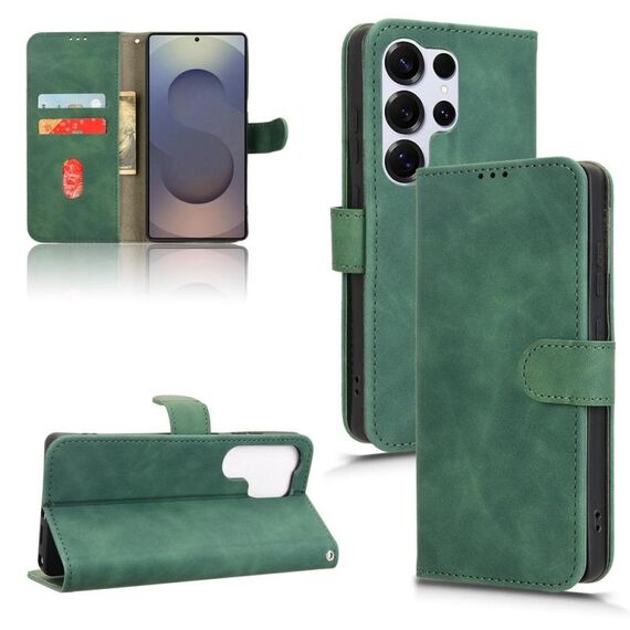Per Samsung Galaxy S25 Ultra 5G Custodia in pelle magnetica con chiusura magnetica (verde)
