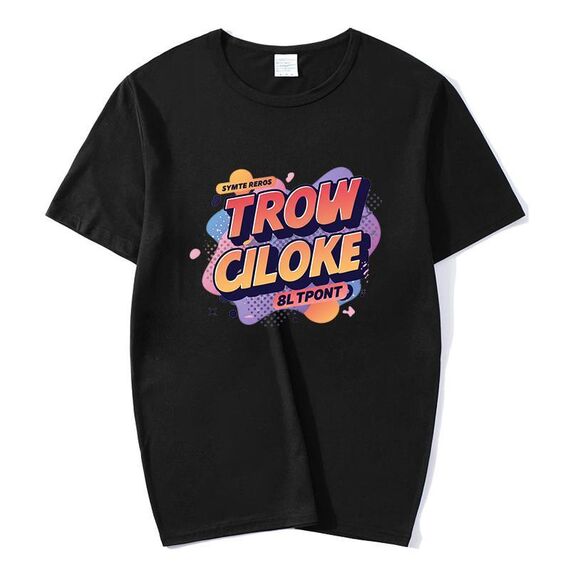 T-shirt a maniche corte in modal con scollo rotondo e stampa dell'alfabeto arancione, stampa su richiesta, taglia: XXXL (nero)