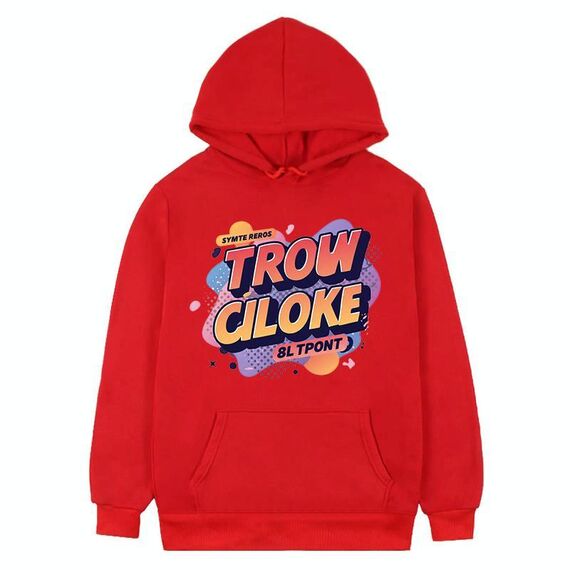 Felpa con cappuccio in pile stampato con alfabeto arancione, stampa su richiesta, taglia: XL (rosso)