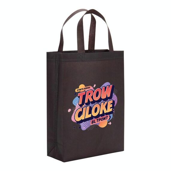 Borsa in tessuto non tessuto stampato con alfabeto arancione, stampa su richiesta, dimensioni: 38x30x10 cm (caffè)