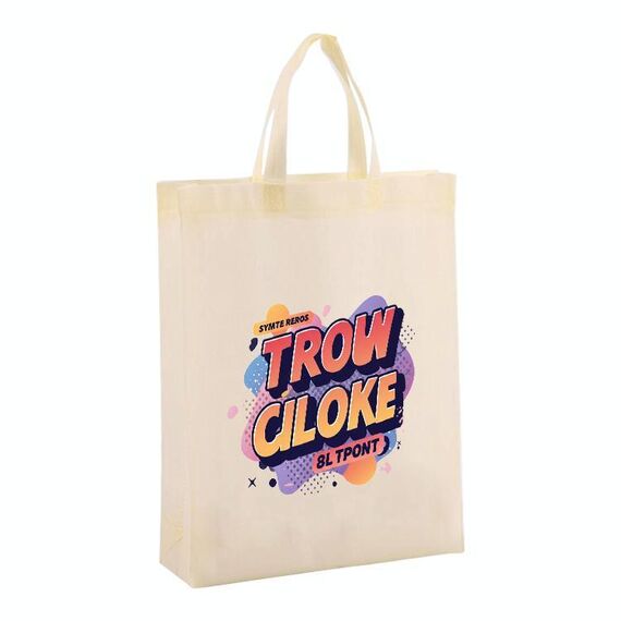 Borsa in tessuto non tessuto stampato con alfabeto arancione, stampa su richiesta, dimensioni: 38x30x10 cm (beige)