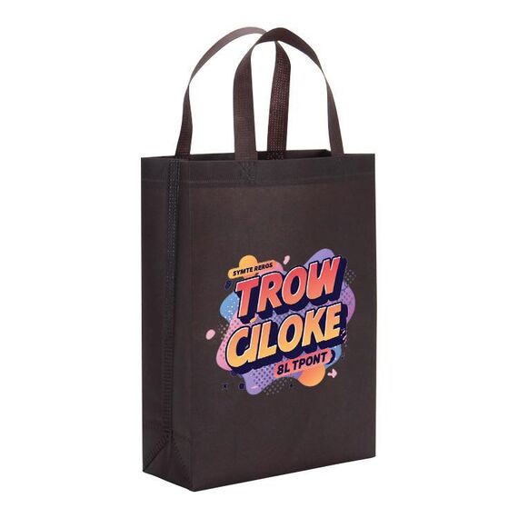 Borsa in tessuto non tessuto stampato con alfabeto arancione, stampa su richiesta, dimensioni: 41x35x12 cm (caffè)
