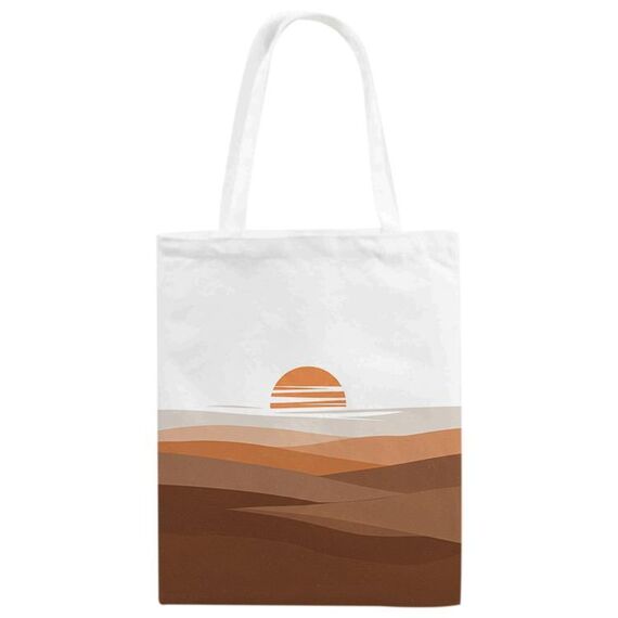 Borsa in tela stampata tramonto su richiesta, dimensioni: 30x25 cm (bianco)