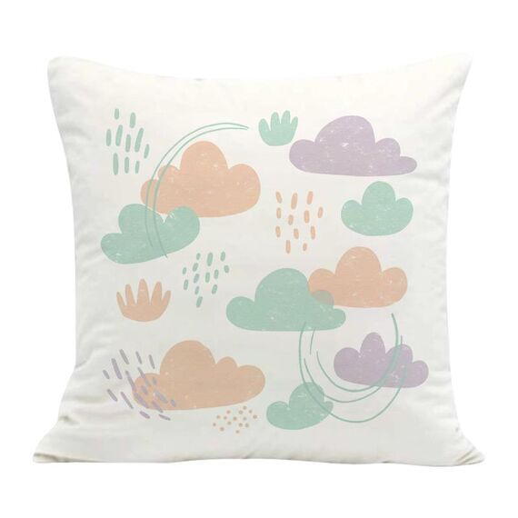Federa per cuscino da divano stampata con nuvole, senza stampa centrale, su richiesta, dimensioni: 35x35 cm (velluto olandese)
