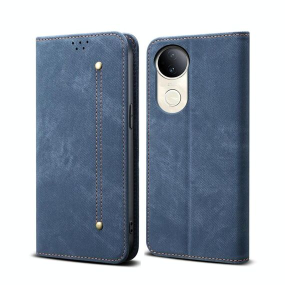 Per vivo V50 Denim Texture Flip Custodia in pelle per telefono (blu)