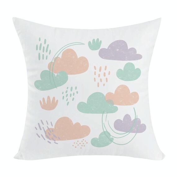 Federa per cuscino per divano stampata con nuvole, senza stampa centrale, su richiesta, dimensioni: 60x60 cm (peluche corto)