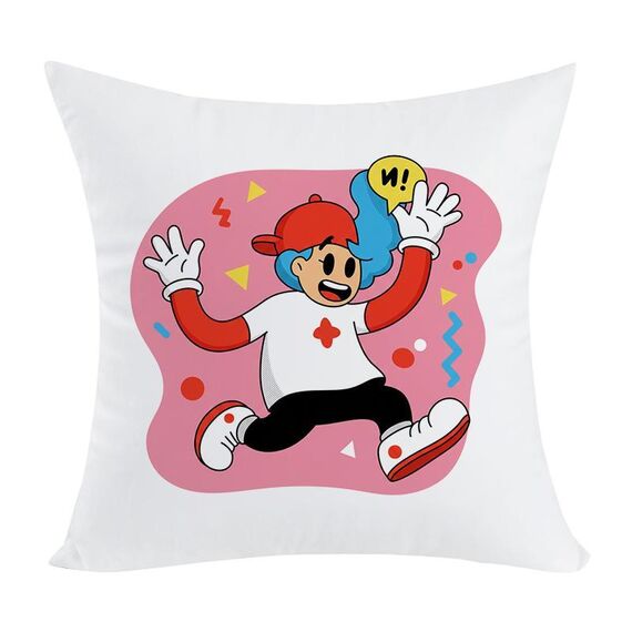 Federa per cuscino da divano con stampa "ragazzo rosa" senza stampa centrale su richiesta, dimensioni: 35x35 cm (elasticità bidirezionale)
