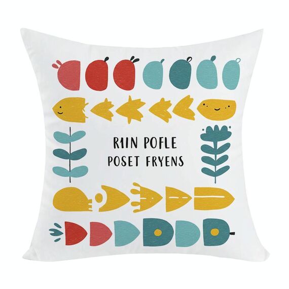 Cuscino per divano stampato con pesce di fiume con stampa centrale su richiesta, dimensioni: 35x35 cm (velluto color pesca)
