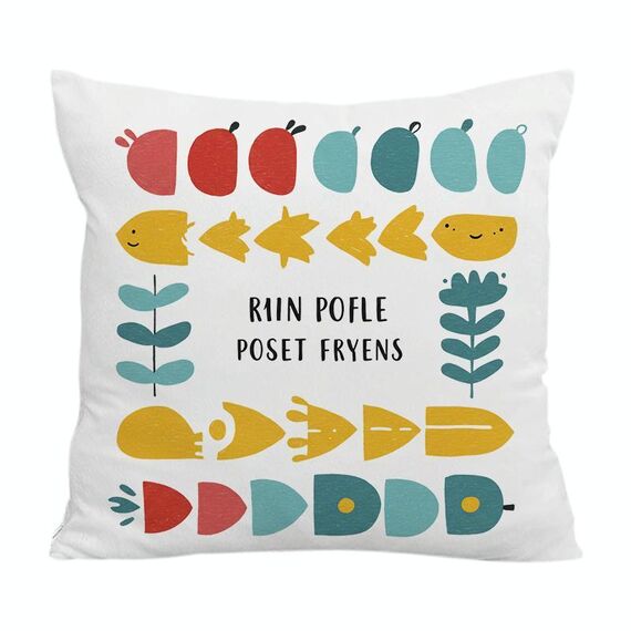 Cuscino per divano stampato con pesce di fiume con stampa centrale su richiesta, dimensioni: 35x35 cm (velluto di cristallo)