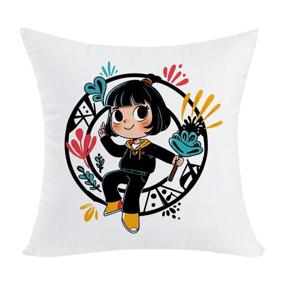 Cuscino per divano stampato con stampa centrale a richiesta, dimensioni: 45x45 cm (velluto color pesca)