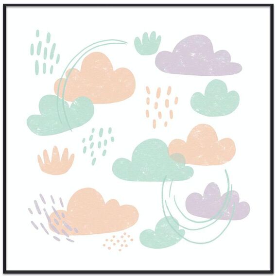 Dipinto decorativo Nuvole con cornice PS Stampa su richiesta, dimensioni: 70x70cm