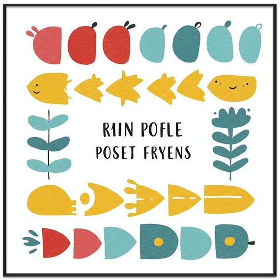 Dipinto decorativo di pesce di fiume con cornice PS, stampa su richiesta, dimensioni: 40x40 cm