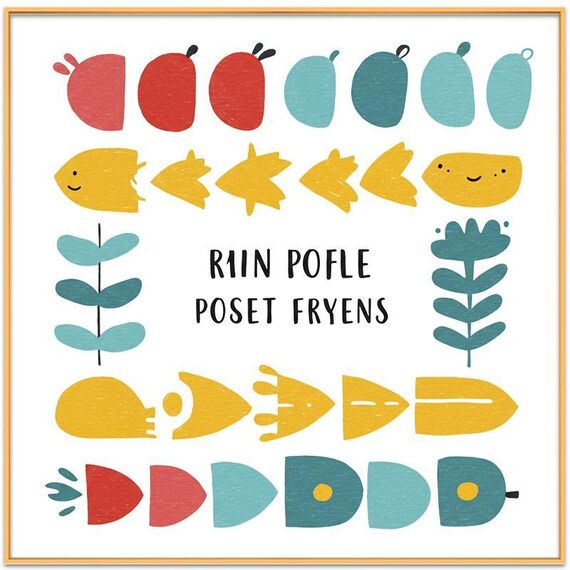 Dipinto decorativo di pesce di fiume con cornice in lega di alluminio, stampa su richiesta, dimensioni: 40x40 cm