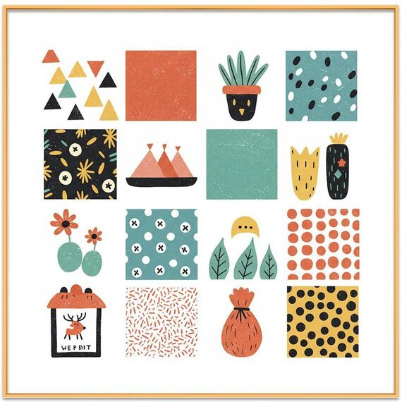Quadro decorativo a griglia con cornice in lega di alluminio, stampa su richiesta, dimensioni: 70x70 cm